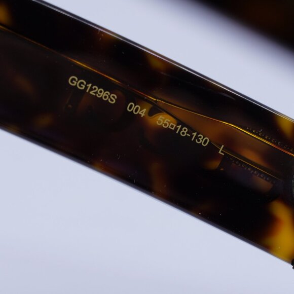 Gucci GG1296S 004 Sunglasses Havana Rectangle Frame, Green Lenses - Picture 9 of 12